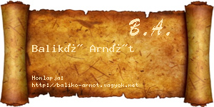 Balikó Arnót névjegykártya